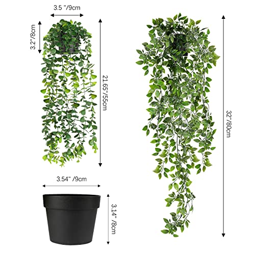 WXBOOM-Artificial-Hanging-Plants-2-Pack-Fake-Hanging-Plant-Fake-Potted-Greenery-Plants-Faux-Eucalyptus-Vine-Mandala-Vine-in-Pot-for-Home-Room-Indoor-Outdoor-Shelf-Decor