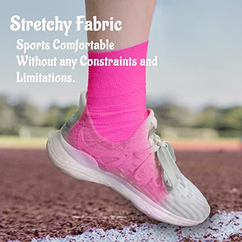 24 Pack Self Adherent Cohesive Bandage Wrap, 2” X 5 Yards Elastic Non Woven Pink Adhesive Tape, Stretch Vet Wrap For Dogs, Athletic Bandages Wrap For First Aid Medical, Sports, Ankle, Wrist Sprains #TOP4