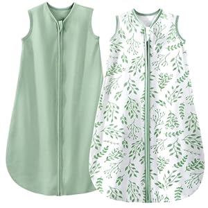 Yoofoss Set van 2 zomerslaapzak voor baby’s, slaapzak, 100% katoen, 0,5 TOG, zomerslaapzak, inbakerdoek, baby, 78 cm, voor pasgeborenen, jongens, meisjes, 6-12 maanden