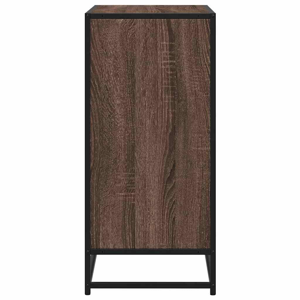 Komoda bruin eiken 68x35x76 cm houtvezelplaat metaal stabiliteit opbergkast industriële stijl woonkamer hal keuken meubel