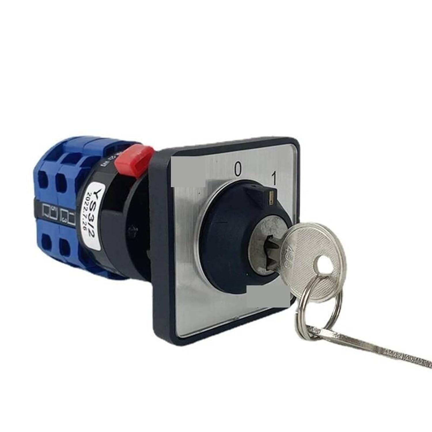 YMW26 LW26-20YS3/2S Single Hole with Key Universal Selector Two Poles 2 Positions 0-1 Off-ON Power Supply 20A Rotary Cam Switch 1Pcs