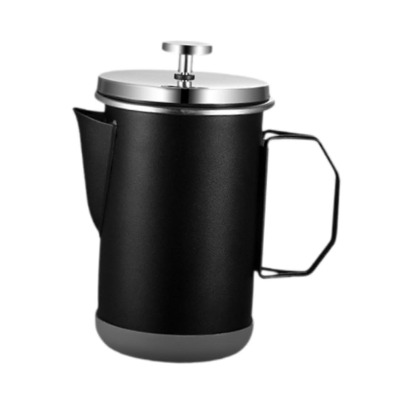Cafetera de prensado francés, 1 L, resistente al calor, sin posos de café, para café, oficina, hogar, color negro