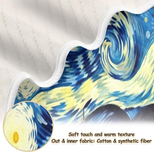 Image of Starry Night Van Gogh Baby Blanket Cotton Cozy Throw Blanket Warm Nursery Swaddle Receiving Toddler Blankets 30 inch x 40