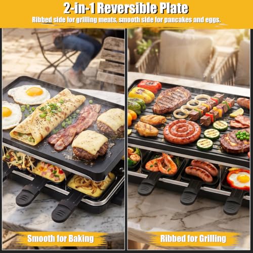 GFTIME Raclette 8 Personen, Raclette Grill Antihaft mit 8 Pfännchen-1300W – Bild 5