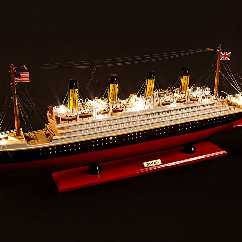 Seacraft Gallery Titanic Model Ship with LED Lights 31" - 3D RMS Titanic Boat Model Decor- Fully Assembled Model Ships of The RMS Titanic -Titanic Toys Model Boat Wood - Titanic Scale Model Shipâ€¦