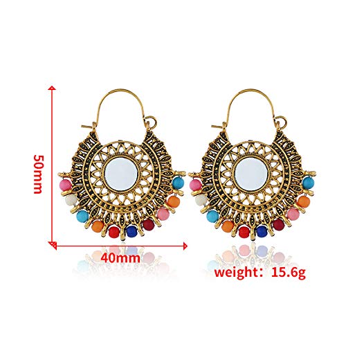 Antique Ethnic Brocade Mexico Gypsy Engraved Lotus Hook Dangle Earrings for Women4