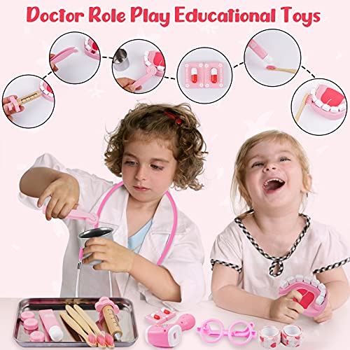 Sundaymot Doctors Set for Kids, 32 pcs Toy Doctors Kit with Stethoscope, Toddler Medical Play Set Role Play Dress Up Costume, Medical Carry Case for Boys Girls 3+ Years - Image 6