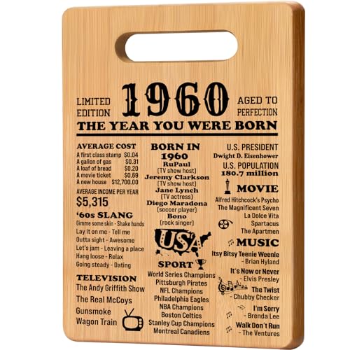 65th Birthday Gifts for Women Men, 1960 Cutting Board 65th Birthday Gifts for Her Him, Happy Birthday 65 Years Old Gifts 65th Birthday Gift, Unique Back in 1960 Gifts for Man Male Female Turning 65 65th Birthday Gifts for Women Men, 1960 Cutting Board 65th Birthday Gifts for Her Him, Happy Birthday 65 Years Old Gifts 65th Birthday Gift, Unique Back in 1960 Gifts for Man Male Female Turning 65