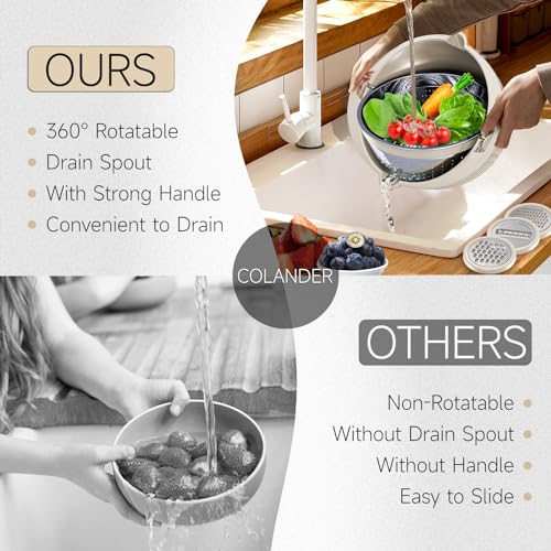 Balavina BG01 4-1 Colander With Bowl Set - Colander Bowl With Measuring Spoons - Fruit Strainer Bowl, Colanders & Food Strainers Stainless Steel thumb #3