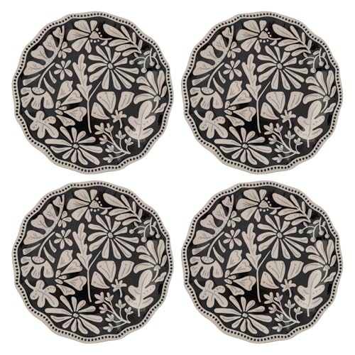 Image of Karma, 8.75 inches Melamine Salad Plates Set of 4, Reusable Dishwasher Safe Plates for Outdoor and Indoor, Dusk Floral