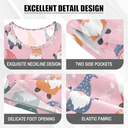 ALAZA Gnome Merry Christmas Xmas Winter Pajamas Set Short Sleeve Cotton Sleepwear Summer Pjs 2 Piece 5-14Y4
