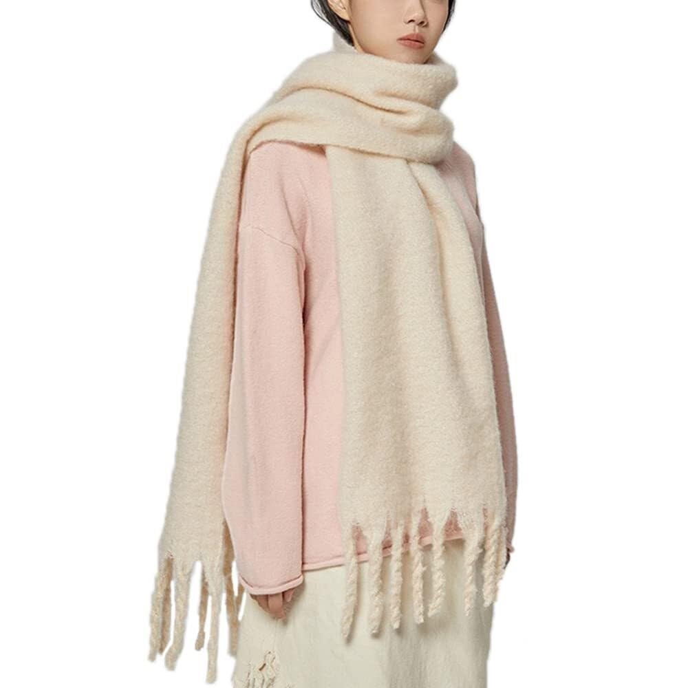 Barley Direct Large Chunky Scarf Oversized Fluffy Scarves Blanket Big Wool Thick Winter Warm(Beige)