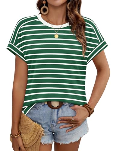 Image of WIHOLL Womens Tops Short Sleeve Shirts Summer Outfits 2026 Spring Dressy Casual Clothes Clothing
