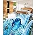 Produktbild Weaeo Benutzerdefinierte Foto Wasserfall Delphin 3D Boden Tapete Pvc Vinyl Tapeten 3D Pvc Boden Badezimmer Wohnkultur-150X120Cm