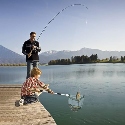 Kescher Angeln, Xndryan 1.3M Teleskop Kescher mit Griff für Vogel Fisch Fang Freigabe, Tragbarer Teich Fischernetz Karpfen Kescher Forelle Kescher für Teich