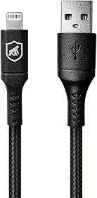 Gshield Cabo Lightning para USB-A 1,5M Compatível com iPhone e iPad, Carregamento Rápido 3A, Revestido em Nylon Balístico, Survivor Preto