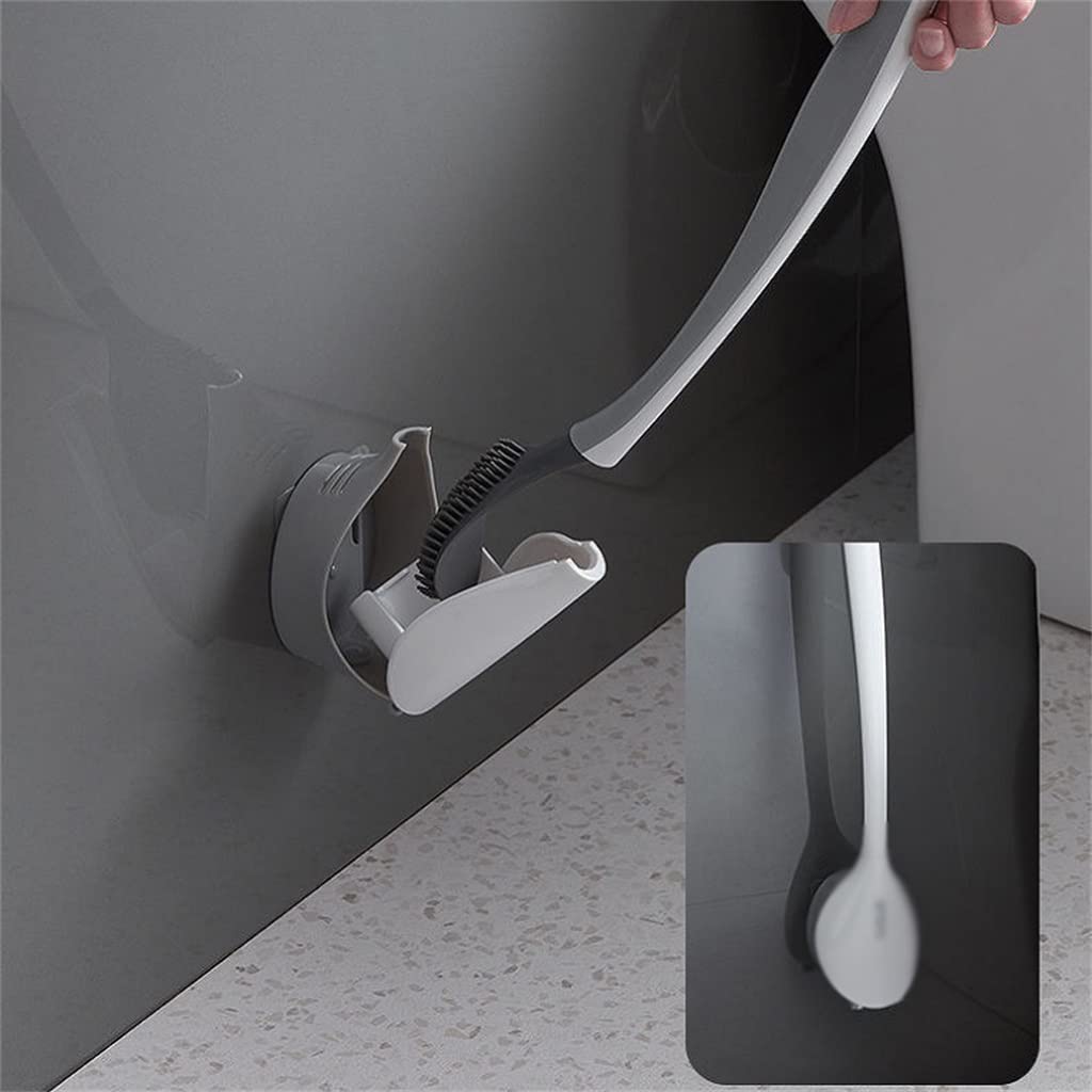 WC-Bürste aus Silikon und kompakter Halterung, Wandmontage, Punch-Punch-Free Reinigung, Reinigungsset, Zubehör (C)
