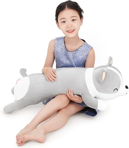 Miniatura 9 de Juguete largo de peluche Corgi para niños, lindo y suave peluche de muñeca Corgi para niños, regalo para niños y niñas (amarillo, 31.4 pulgadas)