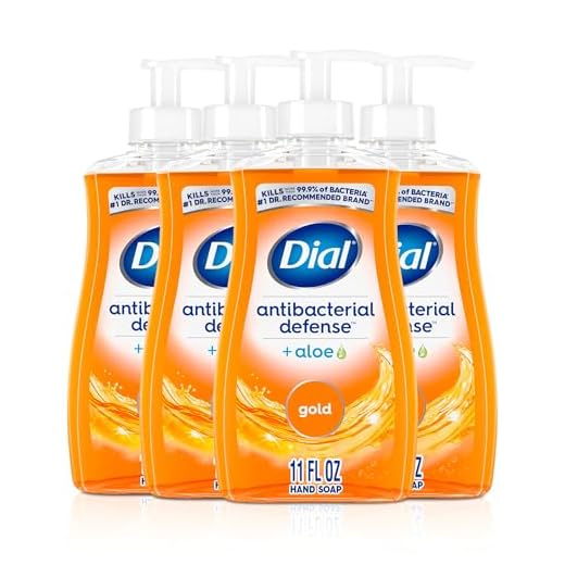 Dial Antibacterial Defense Liquid Hand Soap + Aloe, Gold Scent, 11 Fl Oz (Pack of 4), Dermatologist-Tested Hand Wash, Gentle Formula