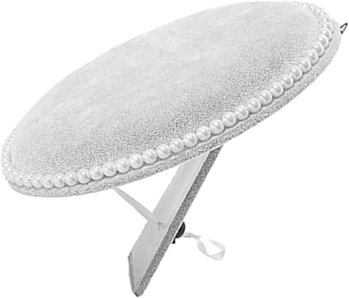 Oval Earring Display Stand Jewelry Organizer with Wall-attached Decorative Panel, Large Ice Gray Velvet Jewelry Rack for Studs and Necklaces Storage