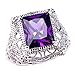 Psiroy Women's 925 Sterling Silver 5ct Amethyst Filled Ring