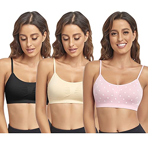 Image of Litthing Bralettes Padded for Women Cami Strap Bra Seamless Sportsbra Wireless Comfort Yoga Lightly T-Shirt Tank Tops