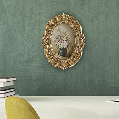 Bothyi Porta-retrato vintage porta-retrato barroco ornamentos de exibição de fotos esculpido oval de