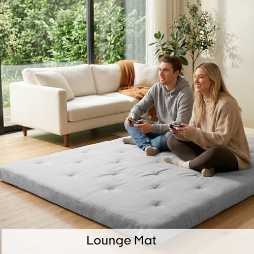 Image of ZonLi Japanese Floor Futon Mattress 4 inch Thicken Tatami Mat Sleeping Pad 100% High Density Foam Foldable Dormitory Pad Tatami Mattress,for Floor Lounger Adult Pillow Bed Queen Size