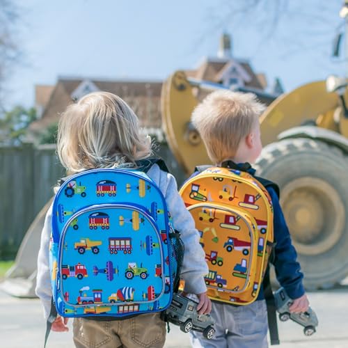 Image of Wildkin 12 Inch Backpack, Includes Insulated, Food-Safe Front Pocket and Side Mesh Water Bottle Pocket, Perfect for Preschool, Daycare, and Day Trips, Olive Kids Design - Under Construction