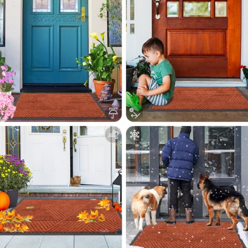Image of Smiry Front Door Mat Outside Entrance, Low Profile Rubber Doormat, 71x23