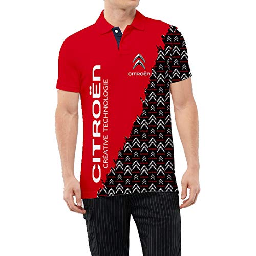 Cronell Story T-Shirt D'été pour Hommes 3D Digital Citroen Logo Polo Imprimé à Manches Courtes Revers Top Décontracté (1,5XL)