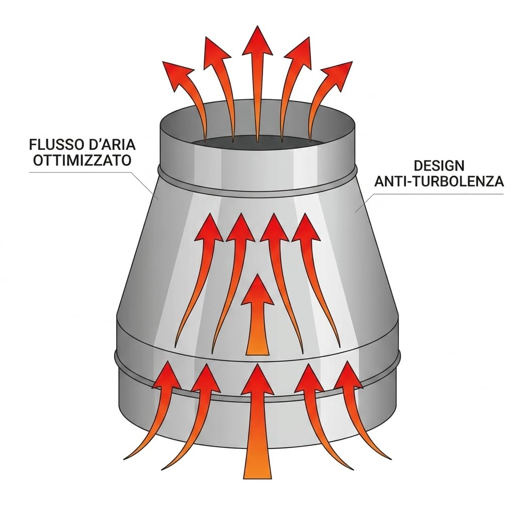 MAKA Comignolo Conico, Terminale in Acciaio Zincato per Canna Fumaria Camino Stufa a Legna Pellet e Gas, Cappello Antipioggia Aspirafumo Conico(Ø 160 mm)