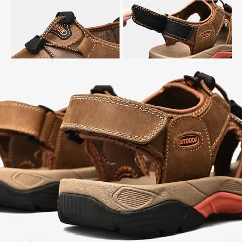 Men leather sandals with leather outer layer anti slip and anti collision soft sole driving sports beach shoes3