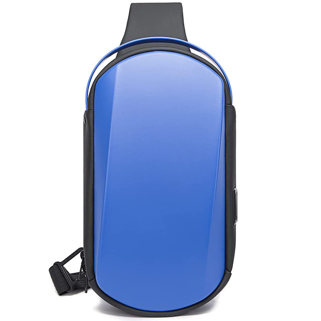 the clownfish Water Resistant TPU Unisex Travel Crossbody Sling Bag Chest Pack with USB Charging (Blue)-picture-29