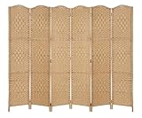 Folding Paravent 6 Panel Divider Screen, Freestanding Partition Wall Panel Privacy Furniture for Living Room, Bedroom and Office (Natural)