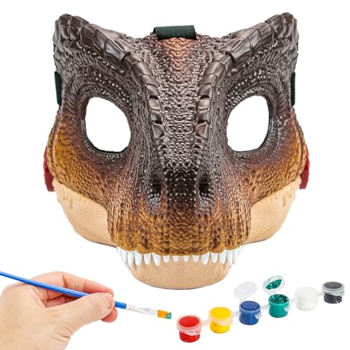 PaLeyFer Hard Plastic Dino Mask, 2 in 1 with Paints, Dinosaur Costume for Furry Girls Boys, Dinosaur Toys with Sounds for Kids 3-5-7, Halloween Mask Costume, Christmas Birthday Gift for kids