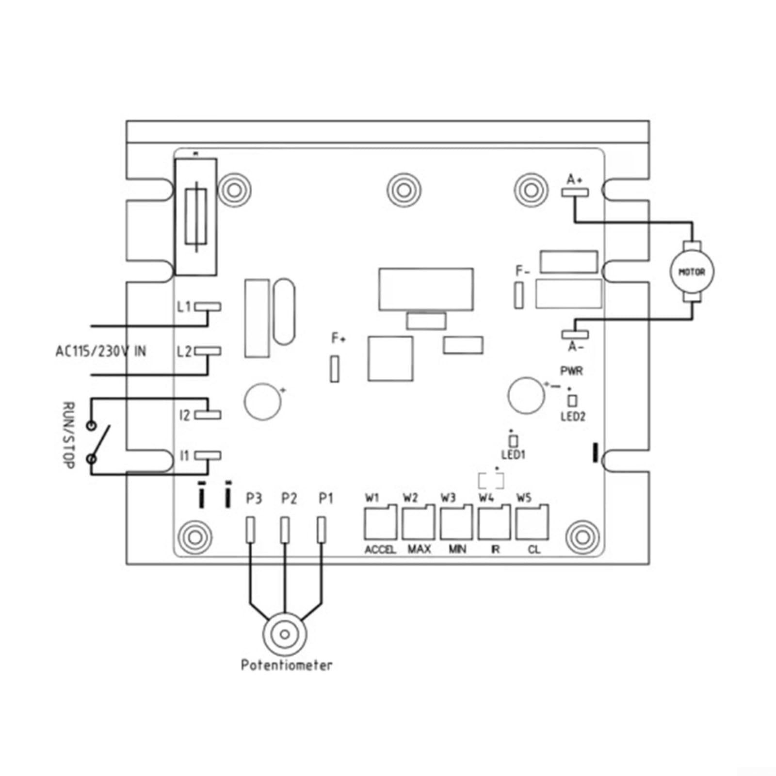 LKDR007B Controller motore brushless 1.5KW 10A, regolatore di velocità per motore DC 115/230V AC, con potenziometro o controllo 0-10V
