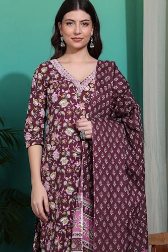 Image of MIRCHI FASHION Pure Cotton Women Straight Printed Embroidery Work Kurti Set with Dupatta and Pant
