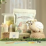 Amigurumi Crochet Kit for Beginners Adults and Kids, Learn to Crochet Kits for Adults Beginner with Easy Yarn, Stuffed Crochet Animal Kit with Step-by-Step Video Tutorials - Sherri the Sheep