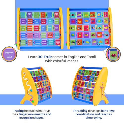Image of FLYI STEM 3-in-1 Educational Toy Set for Kids | Learn Fruits Names with Images, 3+ Years, Activity Toy, Learning Shelf Toys, Lacing & Tracing Toy - Best Return Gifts for Kids