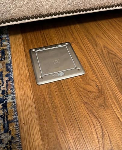 Image of MX IP66 Watertight Floor Box - 6-Module Concrete Floor Pop-Up with Stainless Steel Plate, Slide Push Button, 45 Series Modules, Silver