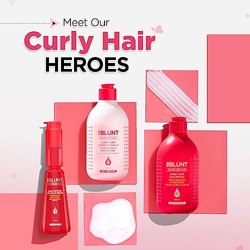 Image of BBLUNT Curl Defining Leave-In Cream for Curly Hair | Leave-In Conditioner For Frizzy, Dry, Wavy Hair | Defines Curls | Gives Nourished Shiny Curly Hair | With Shine Tonic | For Men & Women | 150 g