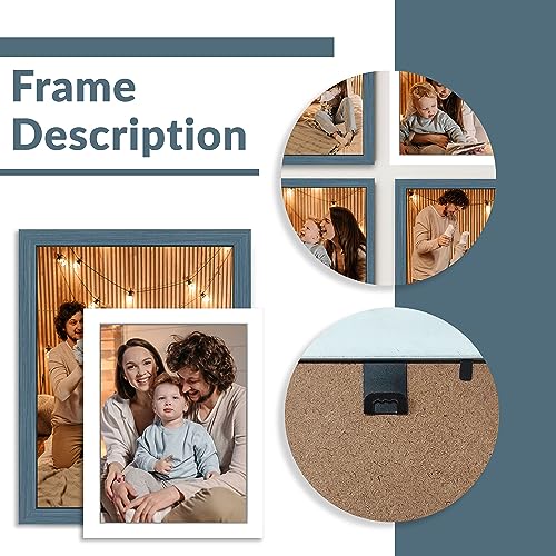 Image of Art Street Large Collage Wall Photo Frame Individual Picture Frame Set For Living Room, Decorative Wall Hanging Home Decor - Set Of 10 (4x6, 5x7, 6x8, 8x10 Inch, White-Blue)