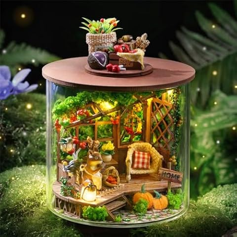 DIY Miniature Dollhouse Kit with LED Light Cover