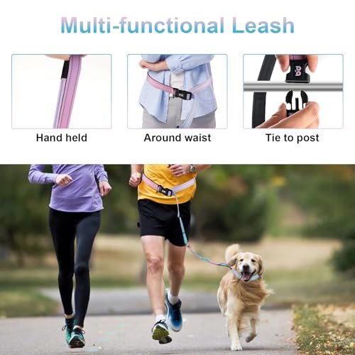 Joggingleine Hunde Freihändig Laufleine für Hunde Reflektierend Bauchgurt Hundeleine Dog Leash 145-225 cm Joggingleine mit Bauchgurt Ruckdämpfend für Jogging Laufleine für Große bis 50kg