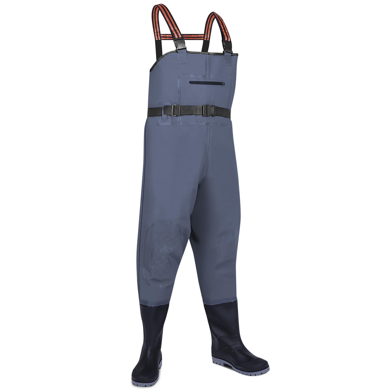 Gugxiom Stiefel-Brustwathose, Wasserdichte Wathose aus verdicktem PVC zum Fischen und Jagen, Einteilige Wathose für Unisex, geeignet zum Fischen, Waten und Arbeiten auf Fischerbooten