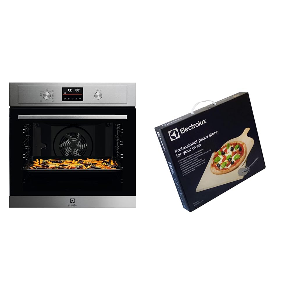Electrolux Serie 700 Forno da Incasso Multifunzione Pirolitico, Capacità 72 L, EOM4P46TX & E9OHPS1 Set Pizza con Pietra refrattaria