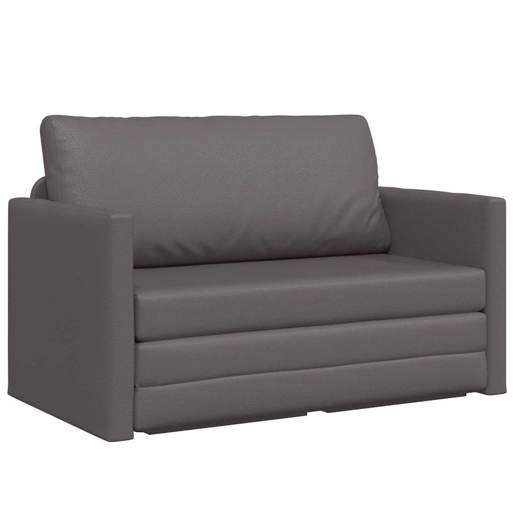 Sofá cama gris de piel sintética, 124 x 71 x 78 cm, moderno sofá plegable con función de sueño, resistente y duradero, para salón, estudio, apartamento, habitación juvenil