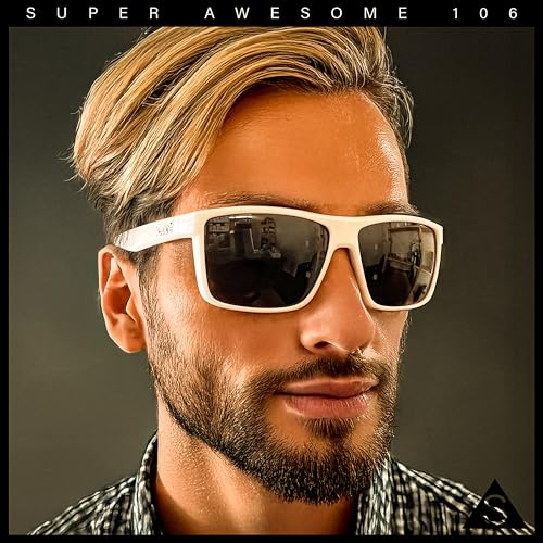 Locs Mens Gangster White Frame Sport Horn Rim Classic 90s Manly Sunglasses2