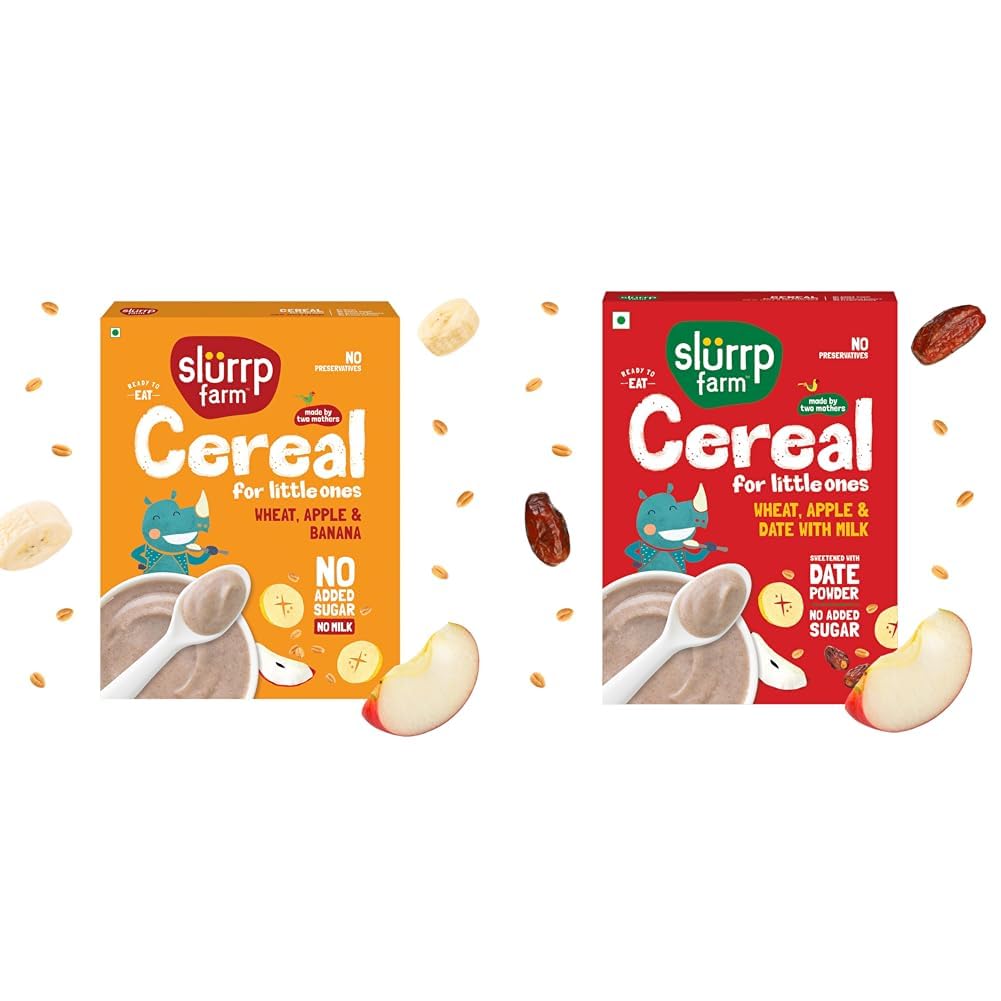 Slurrp Farm No Added Sugar Instant Wheat Apple & Banana Cereal | No Milk No Preservatives | 300g + Slurrp Farm No Added Sugar Instant Cereal | Wheat, Apple & Date with Milk | No Preservatives | Mildl-image-27